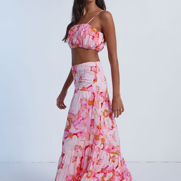 Minkpink Josie Maxi Skirt and Matching Crop Top - Picture 1 of 5